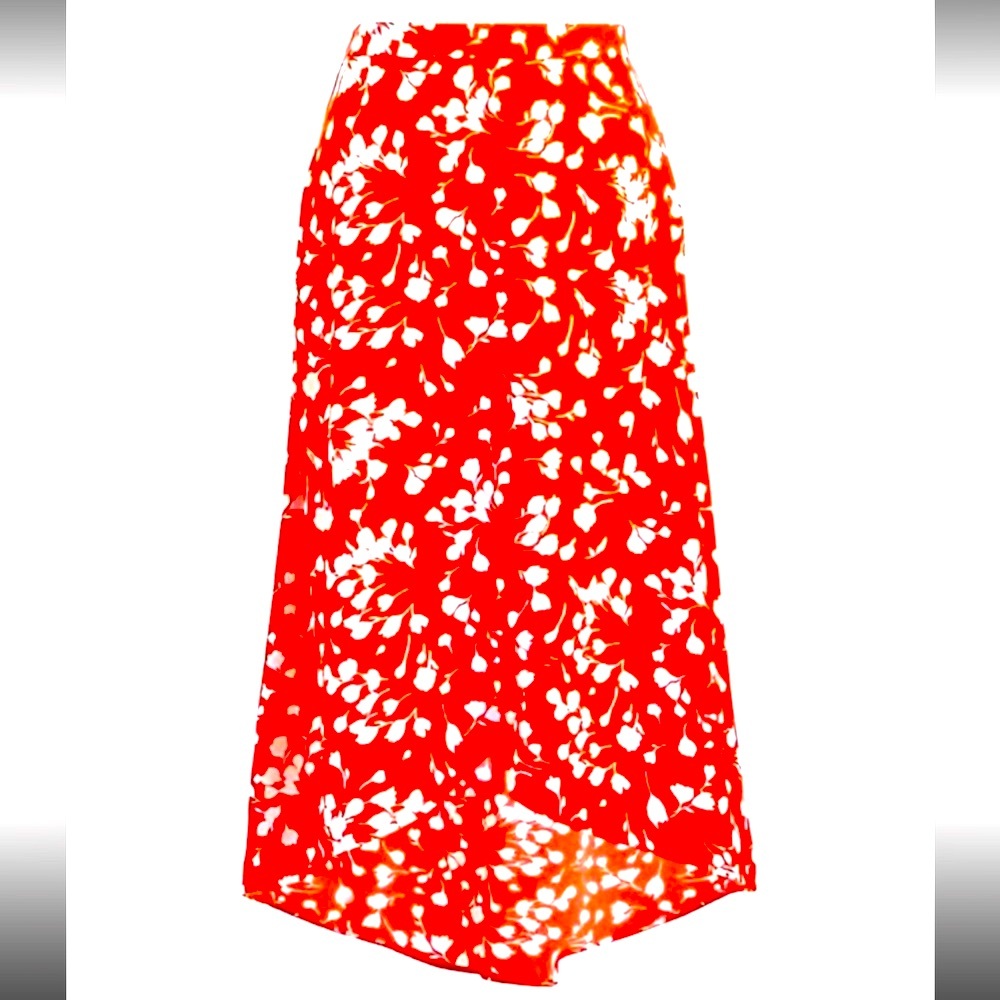 J. Crew brand new hi low asymmetrical midi skirt, red and white, Size XXS
